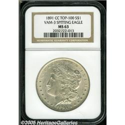 1891-CC $1 MS63 NGC. VAM-3. A Top 100 Variety. A 