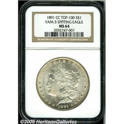 1891-CC $1 MS64 NGC. VAM-3, Top 100 Variety. Spit
