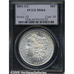1891-CC $1 MS64 PCGS. Silver-gray lustrous surfac