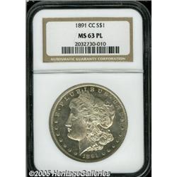 1891-CC $1 MS63 Prooflike NGC. Sharply struck, wi