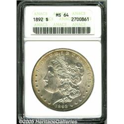 1892 $1 MS64 ANACS. Fully struck, and very scarce