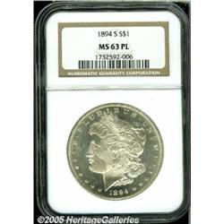 1894-S $1 MS63 Prooflike NGC. Brilliant surfaces 
