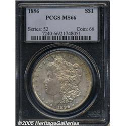 1896 $1 MS66 PCGS. Pale gold-violet patina occupi