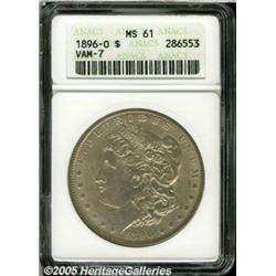 1896-O $1 MS61 ANACS. VAM-7. Silver-gray surfaces