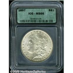 1897 $1 MS66 ICG. Pleasing silver-gray surfaces a