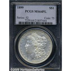 1899 $1 MS64 Prooflike PCGS. Splotchy light tan p
