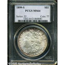 1899-S $1 MS64 PCGS. Peripheral mauve patina and 