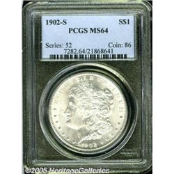 1902-S $1 MS64 PCGS. Boldly struck, if somewhat w
