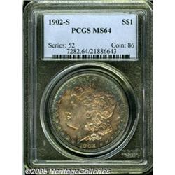 1902-S $1 MS64 PCGS. Beautiful cobalt-blue and go