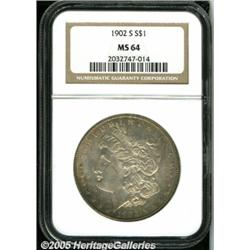 1902-S $1 MS64 NGC. Light golden toning turns red