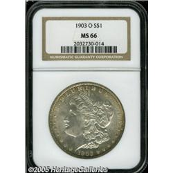 1903-O $1 MS66 NGC. Near-brilliant centers are fr