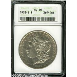 1903-S $1 AU50 ANACS. Silver-gray surfaces displa