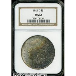 1921-D $1 MS66 NGC. Well struck with lavish multi