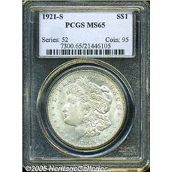 1921-S $1 MS65 PCGS. Silver-gray surfaces display