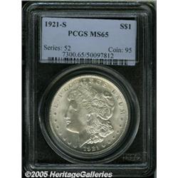 1921-S $1 MS65 PCGS. Frosty white, with an almost