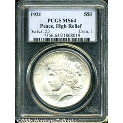 1921 $1 MS64 PCGS. Uncommonly well struck for the