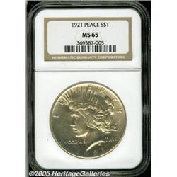 1921 $1 MS65 NGC. Sharply struck, if typically we