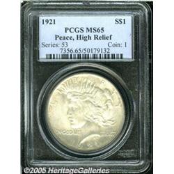 1921 $1 MS65 PCGS. Silver-gray toning and lustrou
