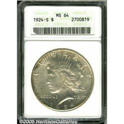 1924-S $1 MS64 ANACS. Sharply struck for the issu