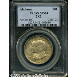 1921 50C Alabama 2x2 MS64 PCGS. Lustrous surfaces