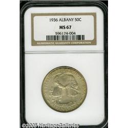 1936 50C Albany MS67 NGC. Soft luster lies beneat