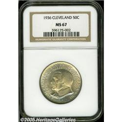 1936 50C Cleveland MS67 NGC. Lovely mint-green, s