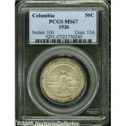 1936 50C Columbia MS67 PCGS. Sharply struck and l