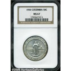 1936 50C Columbia MS67 NGC. A well struck, superl