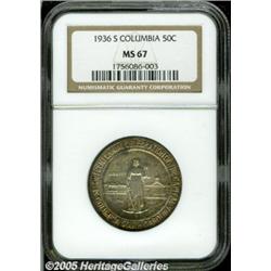 1936-S 50C Columbia MS67 NGC. Typically well stru