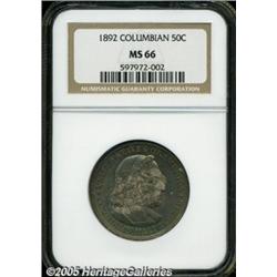 1892 50C Columbian MS66 NGC. Warm multicolored pa