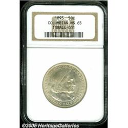 1893 50C Columbian MS65 NGC. Highly lustrous and 