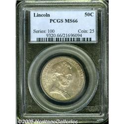 1918 50C Lincoln MS66 PCGS. Gray-mauve patina, wi