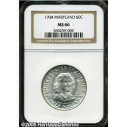 1934 50C Maryland MS66 NGC. Brilliant surfaces di