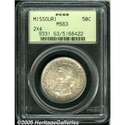 1921 50C Missouri 2x4 MS63 PCGS. Splotches of oli