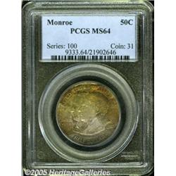 1923-S 50C Monroe MS64 PCGS. Fully struck and nea