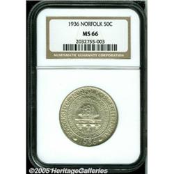 1936 50C Norfolk MS66 NGC. Lustrous surfaces disp