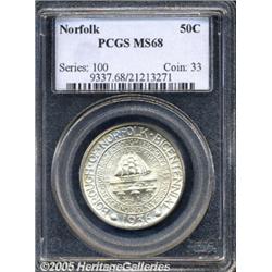 1936 50C Norfolk MS68 PCGS. The obverse is nearly