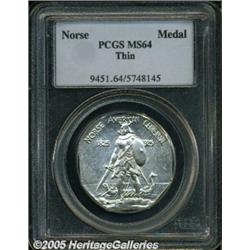 1925 Medal Norse Thin Planchet MS64 PCGS. Lustrou