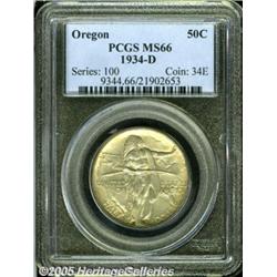 1934-D 50C Oregon MS66 PCGS. Somewhat deep slate-