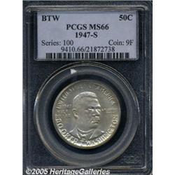 1947-S 50C Booker T. Washington MS66 PCGS. Well s