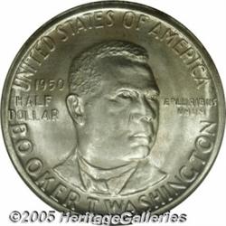 1950-D 50C Booker T. Washington MS67 NGC. Rarely 