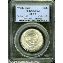 1954-S 50C Washington-Carver MS66 PCGS. Lustrous 