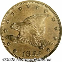1855 P1C Flying Eagle Cent, Judd-168 Original, Po