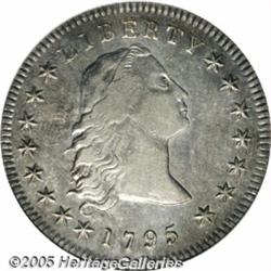 1795 $1 Flowing Hair, Three Leaves AU53 NGC. B-5,