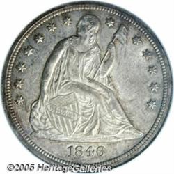 1846 $1 MS64 NGC. Seated Dollars are quite scarce