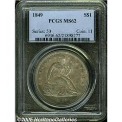 1849 $1 MS62 PCGS. A scarce item in mint conditio