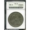 Image 1 : 1854 $1 MS60 ANACS. The base of the 4 in the date