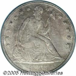 1857 $1 MS63 PCGS. Golden-brown and rose patina e