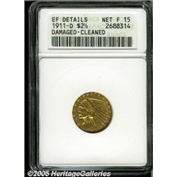 1911-D $2 1/2 --Damaged, Cleaned--ANACS. XF Detai