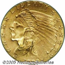 1925-D $2 1/2 MS64 PCGS. A stunning near-Gem exam